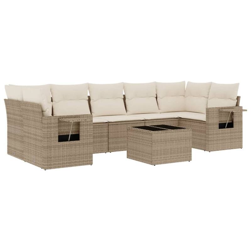 vidaXL Patio Sofa Set with Cushions Outdoor Furniture 8 Piece Poly Rattan