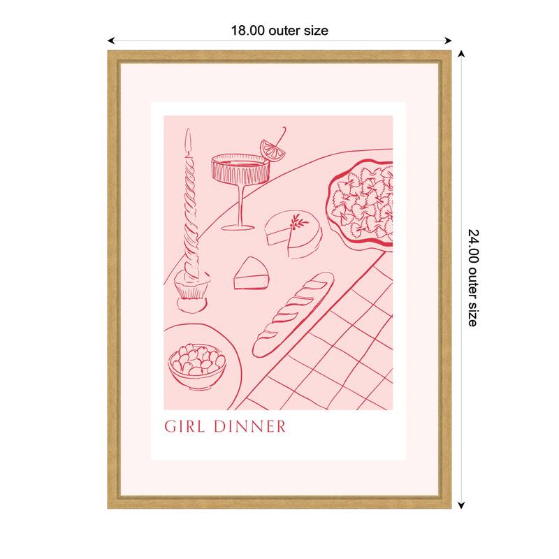 Kate and Laurel Girl Dinner by Aislinn Simmonds Duchess Plum Framed Canvas Wall Art Print