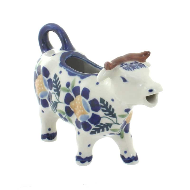 Blue Rose Polish Pottery D081 Manufaktura Cow Creamer - Sunflower
