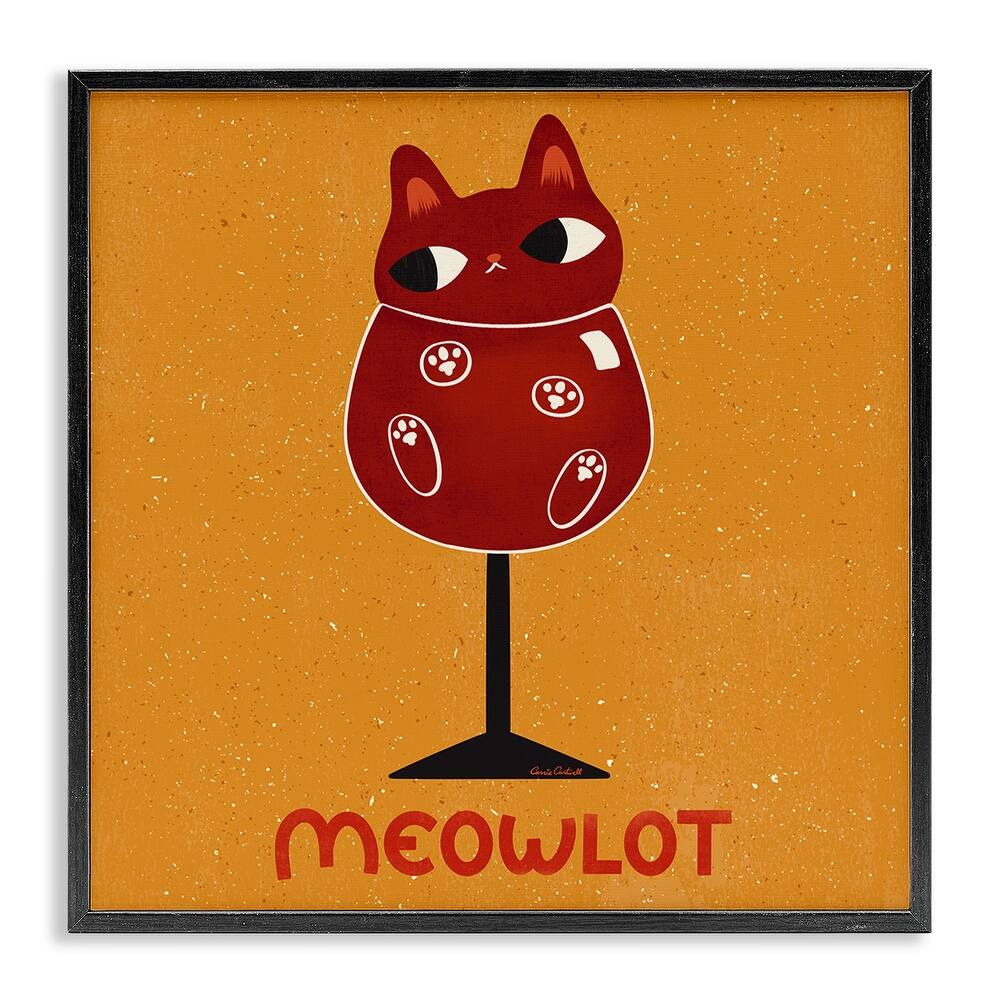 Stupell Meowlot Cat Merlot Framed Giclee Art Design By Carrie Cantwell
