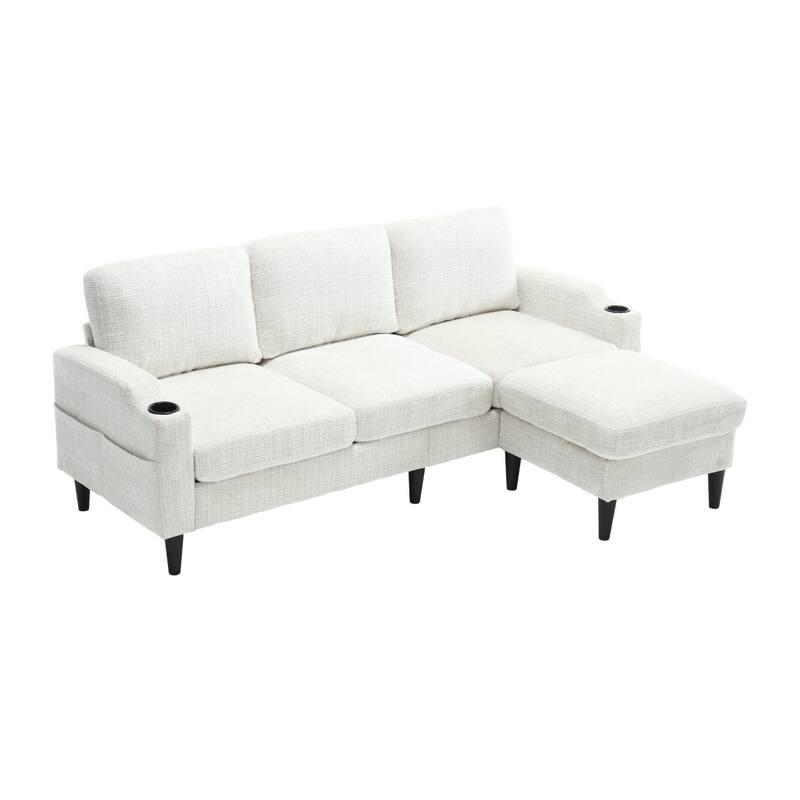 Convertible Sectional Sofa Couch, L-Shape Cozy Sofa Couch Set 4 Seat Sofa Sectional with Storage Ottoman for Living Room