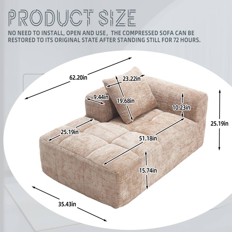 GDFStudio - Chenille Modular Chaise Lounge with Pillow