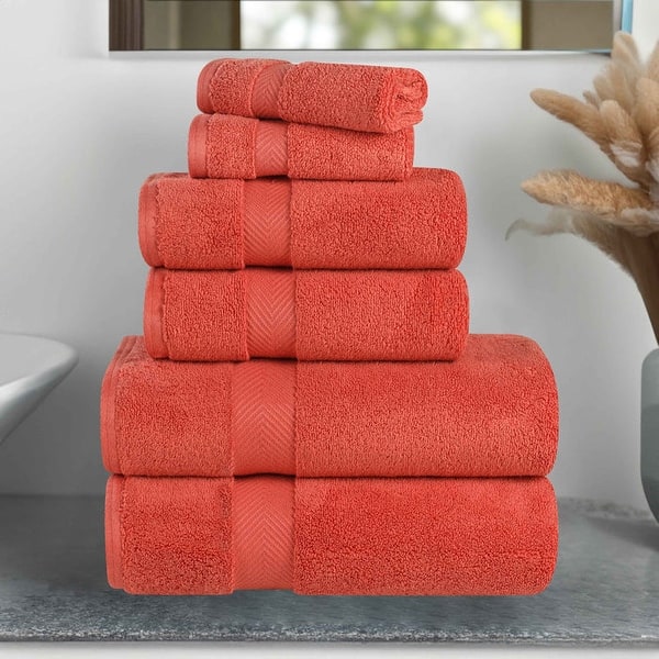 Superior Soft and Absorbent Zero Twist Cotton 6-piece Towel Set - Brick