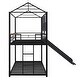 preview thumbnail 45 of 44, Elegant Twin Over Twin Kids Bed Metal Bunk Bed,Metal House Ded with Slide,Sturdy Frame and Guardrail