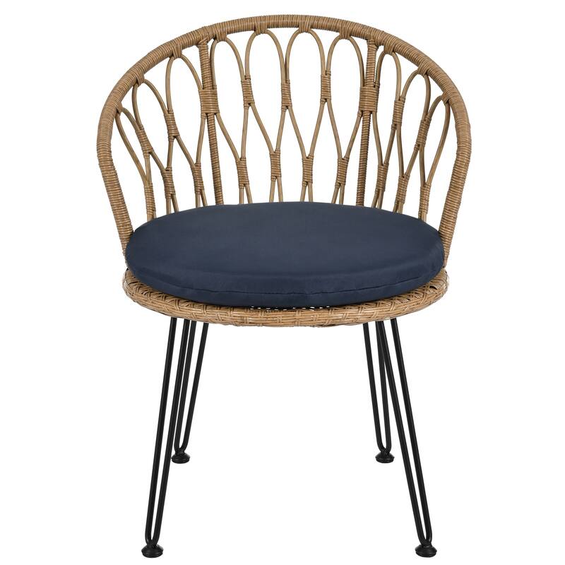 Outdoor Leisure Set, 2 Rattan Single Chairs with A Glass Round Table, Perfectly Suited for Patios, Balconies, and Courtyards