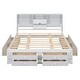 preview thumbnail 7 of 12, California King Platform Storage Bed Bookcase Headboard Beds, White