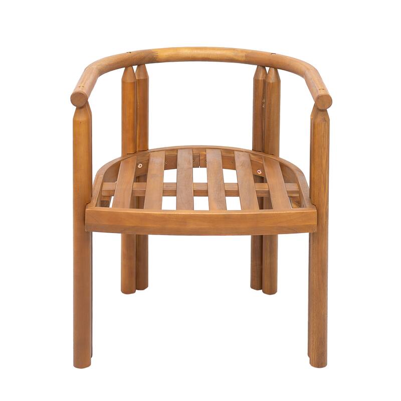 Christopher Knight Home - Outdoor Solid Wood Dining Set with Cushioned Armrest Chairs in Teak Finish (9-Piece Set)