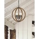preview thumbnail 2 of 2, Modern Rustic Wooden 4 Light Mini Circle Orb Pendant