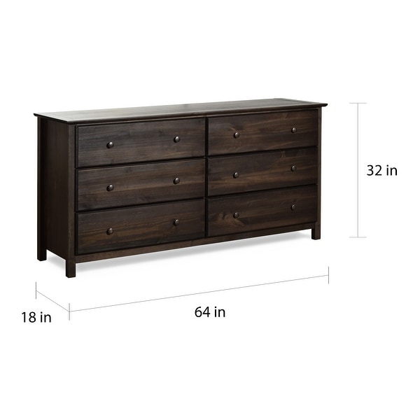 Grain Wood Furniture Shaker 6-drawer Solid Wood Dresser