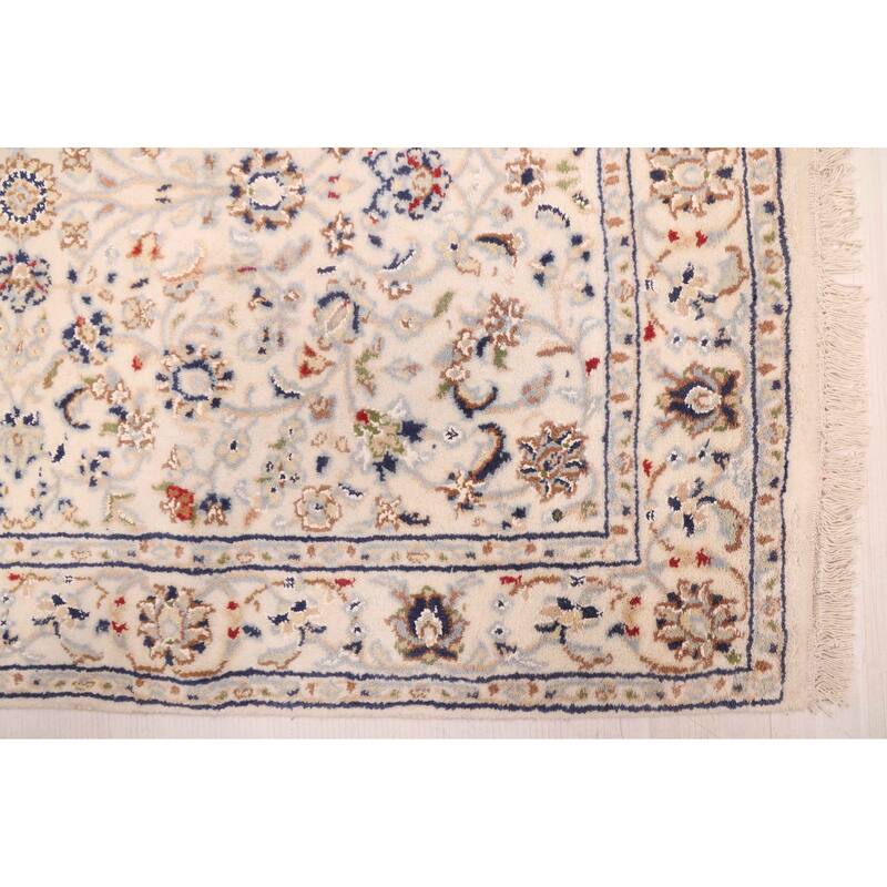 ECARPETGALLERY Hand-knotted Nain Cream Silk, Wool Rug - 2'8 x 16'3