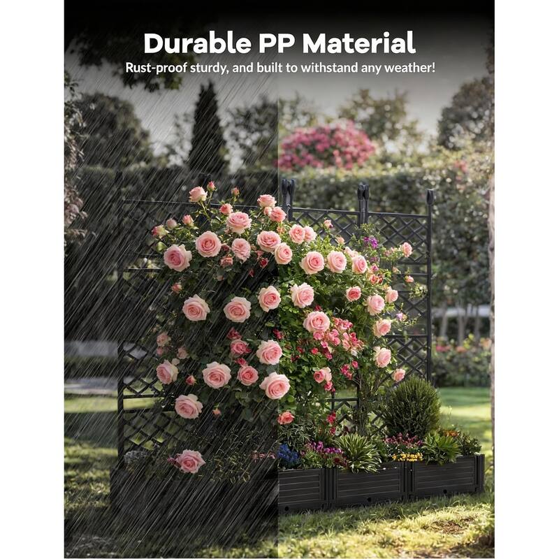 Raised Garden Bed, with Trellis & Privacy Screen