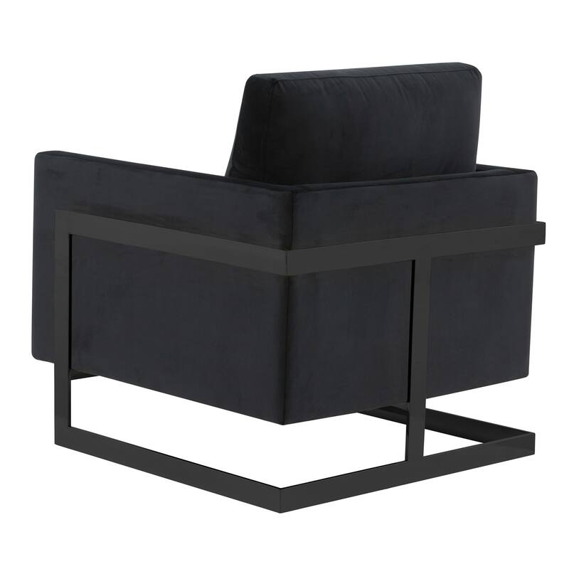 LeisureMod Lincoln Modern Velvet Arm Chair with Black Steel Frame - 35"