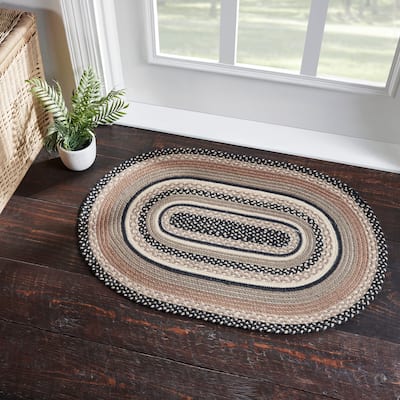 Sawyer Mill Charcoal Creme Jute Rug Oval w/ Pad 24x36 - 3'6"