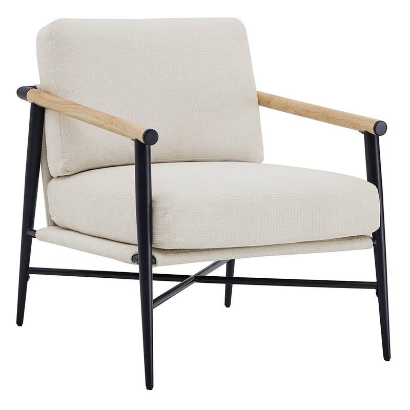 Vincent Mid Century Modern Upholstered Accent Chair - Beige