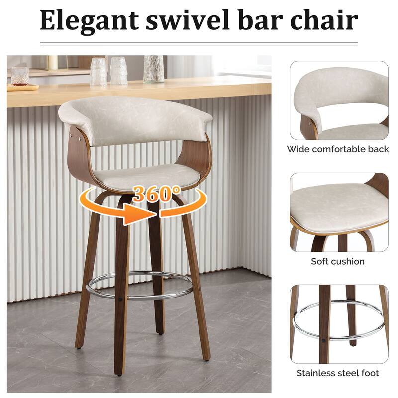 Modern Swivel Bar Stools Upholstered Counter Height Stools, Set of 2