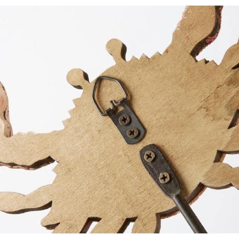 Steamed Red Crab Coastal Single Wall Hook Wood 7.5 Inches - Multi