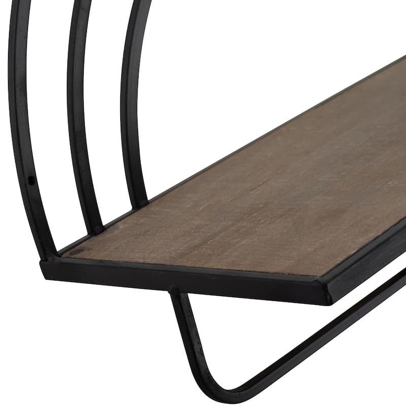 Metal Wood Rainbow Wall Sheves - Set of 2 - 20.0"