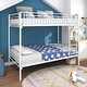 preview thumbnail 2 of 5, White Twin over Twin Metal Bunk Bed with Ladder
