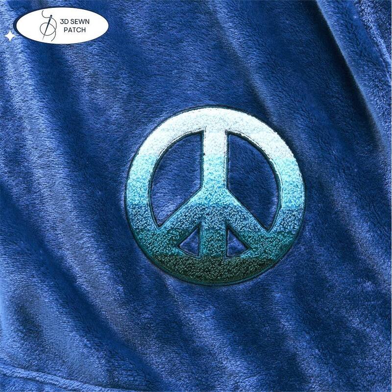 Aeropostale 50"x70" Luxurious Navy Soft Plush Oversized Throw Blanket with Decorative Peace Sign Patch