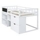preview thumbnail 7 of 46, Twin Size Low Loft Bed with Rolling Desk, Shelves, and Drawers - Space Saving Design