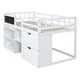preview thumbnail 7 of 14, Versatility Twin Size Low Loft Bed Wood Guardrail Bed with Rolling Desk, Shelf and Two Underside Storage Drawers