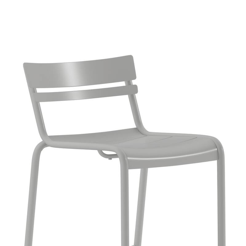 2PK Modern Commercial Grade 2 Slat Indoor/Outdoor Steel Bar Stool
