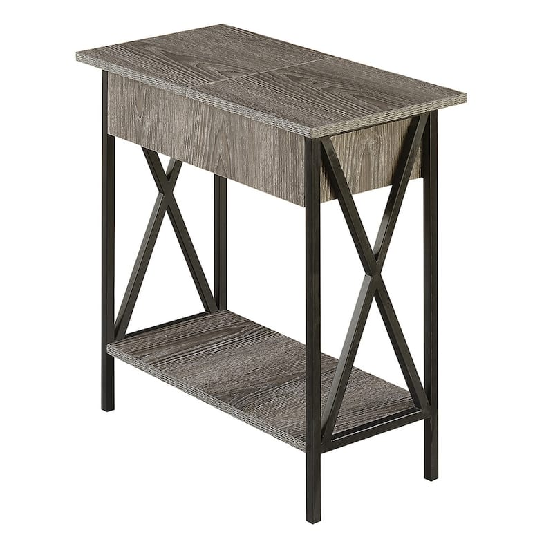 Electric Flip Top Table with Charging Station & Storage - Modern End Table - 24