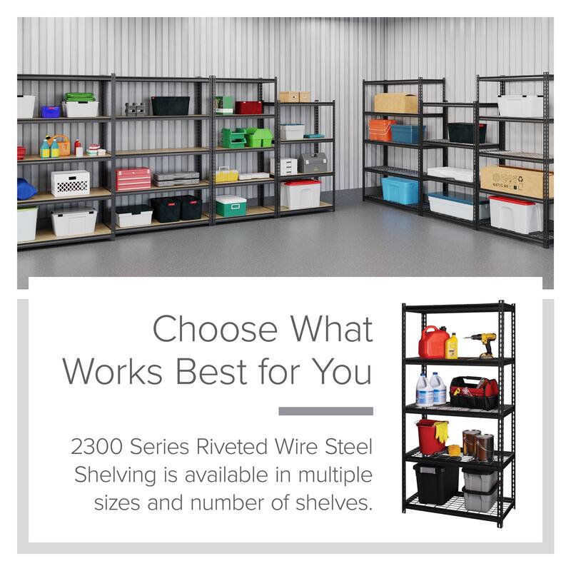 Iron Horse Wire Shelving Assorted Sizes 4 and 5 Shelf in Black