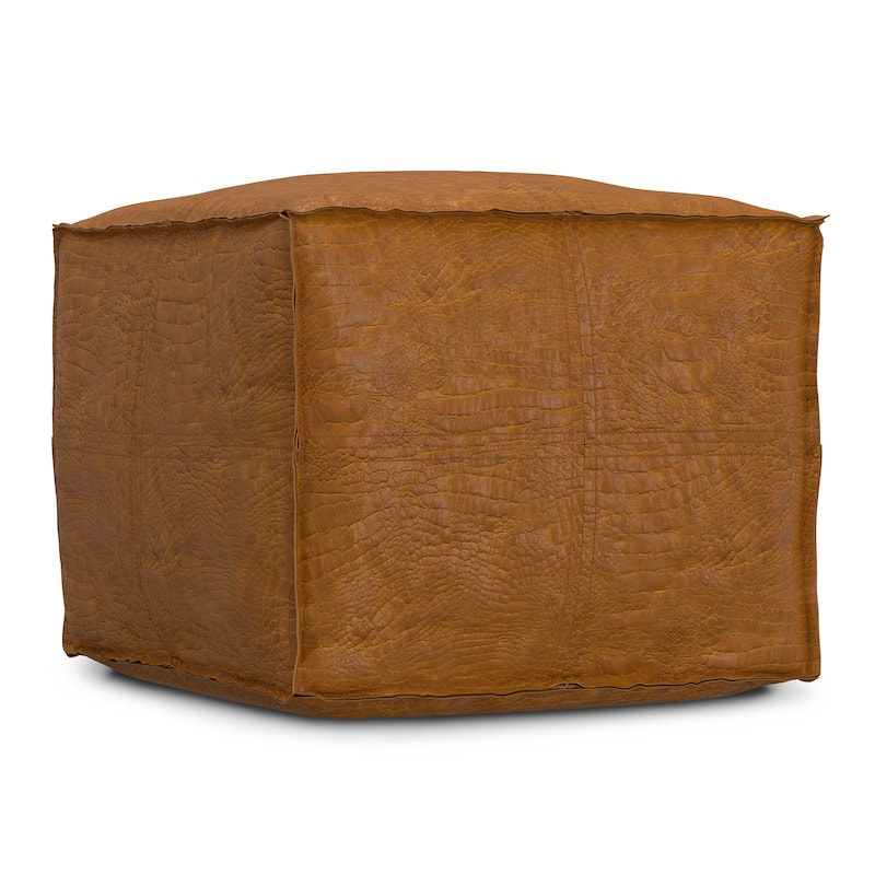 WYNDENHALL Wendal Boho Square Pouf in Faux Leather