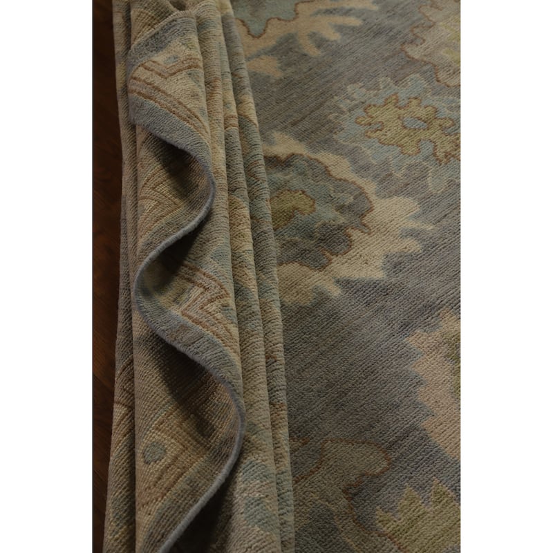 Hand Knotted Oriental 100% Wool Carpet Transitional All-Over Greys & Charcoal Oushak Area Rug - 9' 11'' X 8' 1''