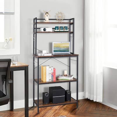 5-Tier Kitchen Bakers Rack with 10 Hooks, Free Standing Storage Shelf
