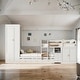 preview thumbnail 1 of 29, Twin Size Wooden Platform Bed with Cabinet, Wardrobe and Desk for 3 White