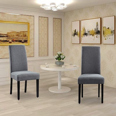 Copper Grove Elorza Grey Upholstered Solid Wood Armless Accent Chairs (Set of 2) - 12 x 18 x 36 Inches