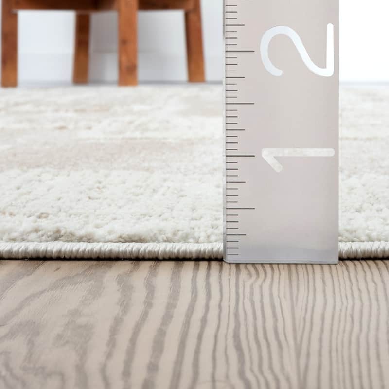 Abani Viva VIV120A Neutral Cream Beige Block Pattern Area Rug