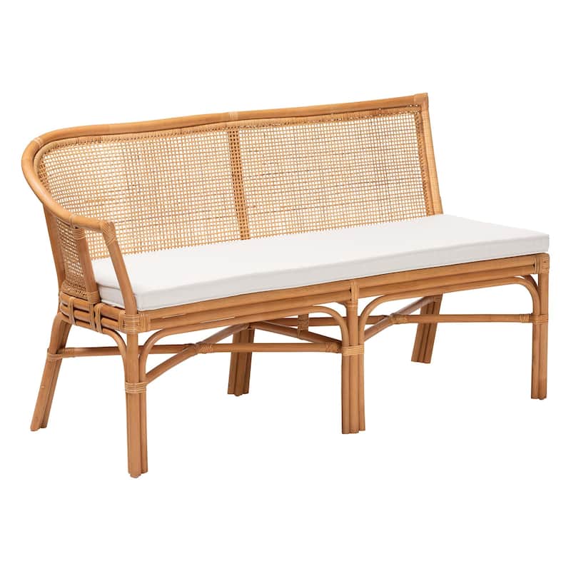 Adede 2-Piece Natural Rattan Corner Bench Set - Handwoven Wicker L-Shaped Dining Nook Seating, Boho Coastal Set