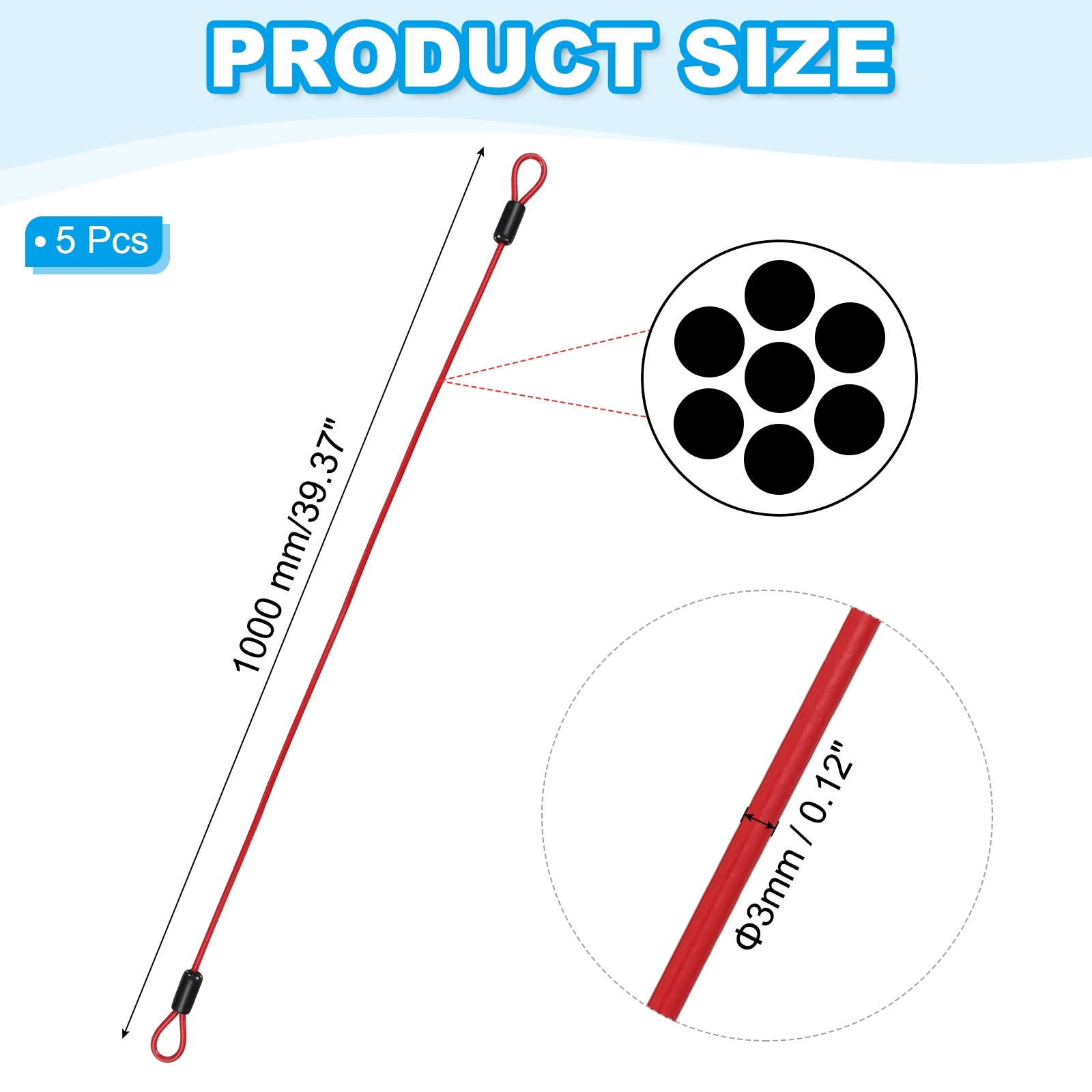 Vinyl Coated Stainless Steel Cable with Loops Flexible Wire Rope Security Chain Lanyard Lock for Outdoor Luggage Lock