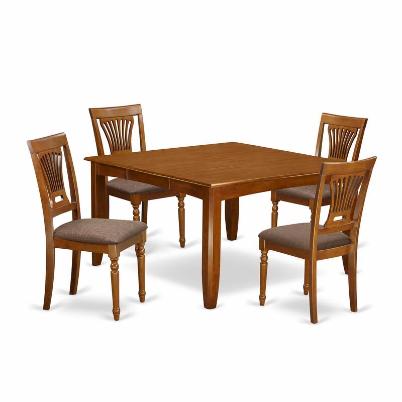 East West Furniture Table Set Includes a Square Dining Table with Butterfly Leaf and Dining Chairs (Chair Seat Type Options)