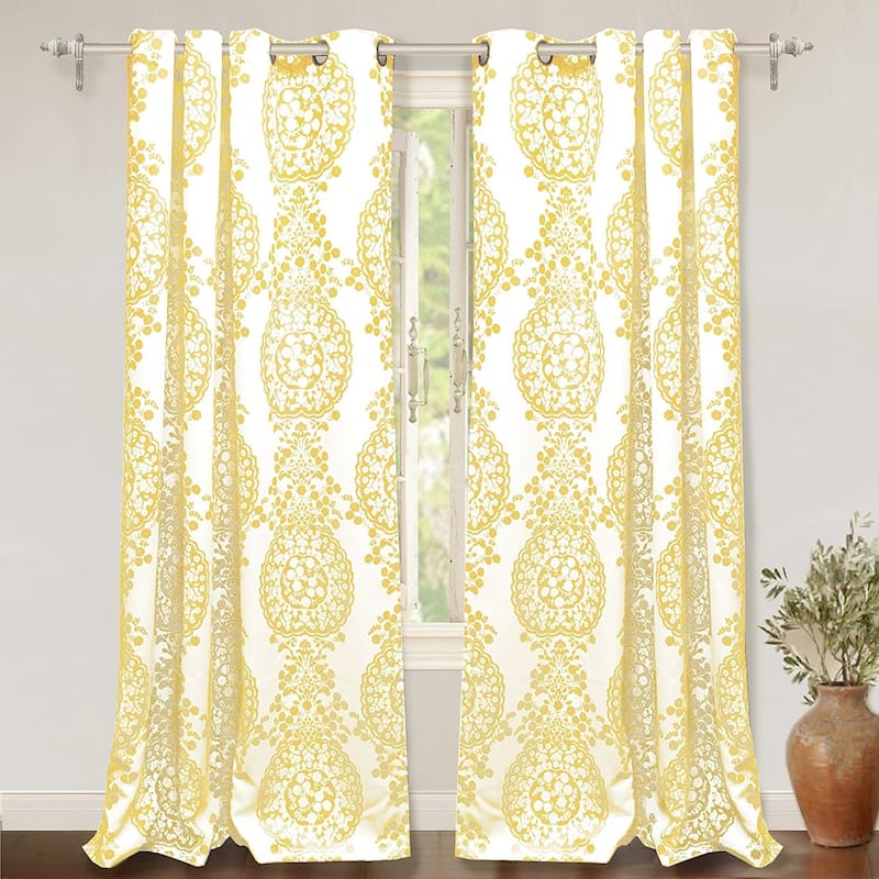 The Curated Nomad Alameda Pastel Damask Room Darkening Curtain Panel Pair