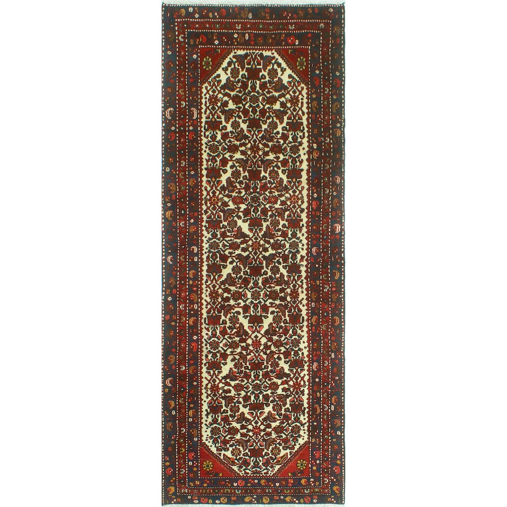 Fine Vintage Distressed Ryleigh Ivory/Red Runner - 3'6" x 9'5"