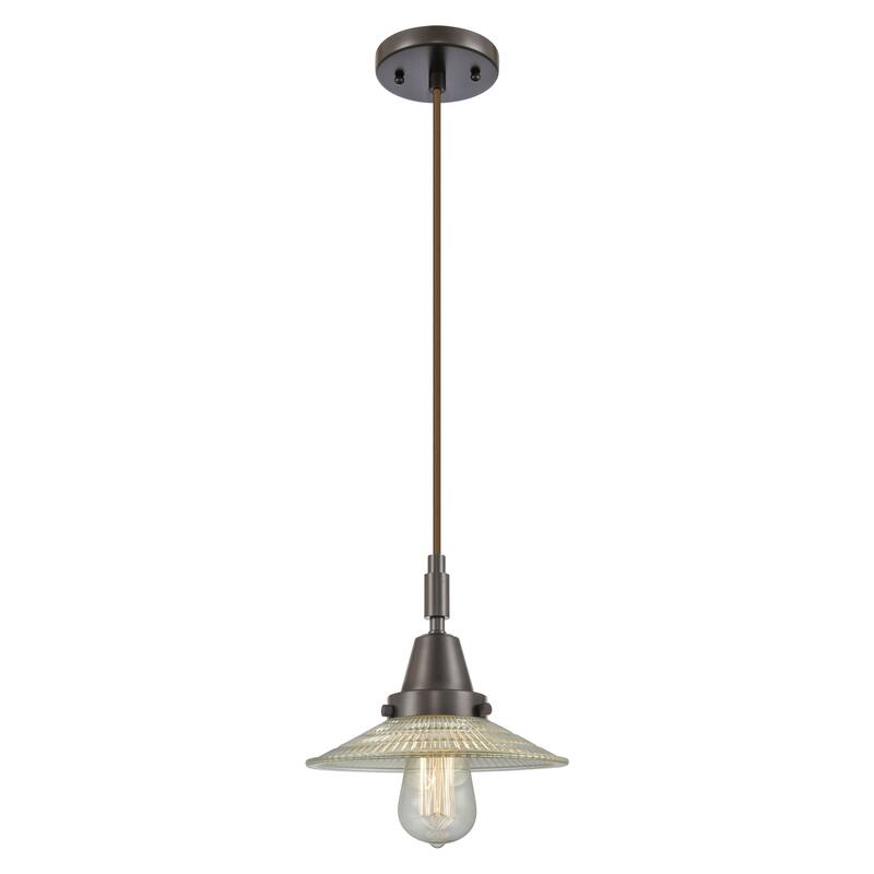Innovations Lighting Downtown Urban - Caden Halophane - 1 Light 9" Cord Hung Mini Pendant - Clear Halophane Shade/Oil Rubbed Bronze