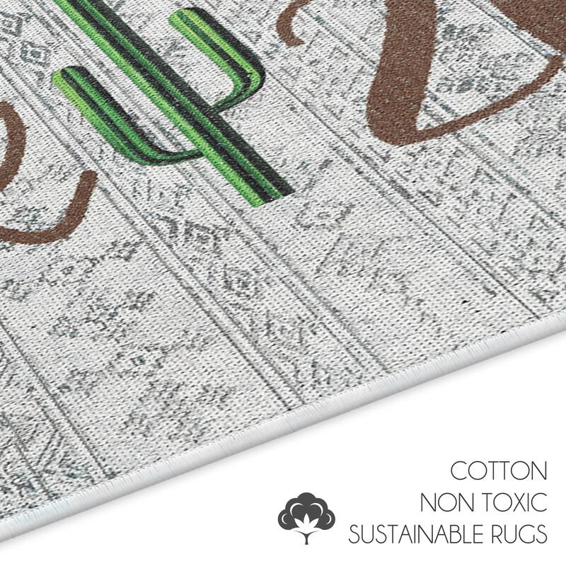 US States Design Non Skid Washable Kitchen Runner Rugs Set of 2 - Set of 44 x 24 and 31.5 x 20 Inches Low Pile Floor Mats