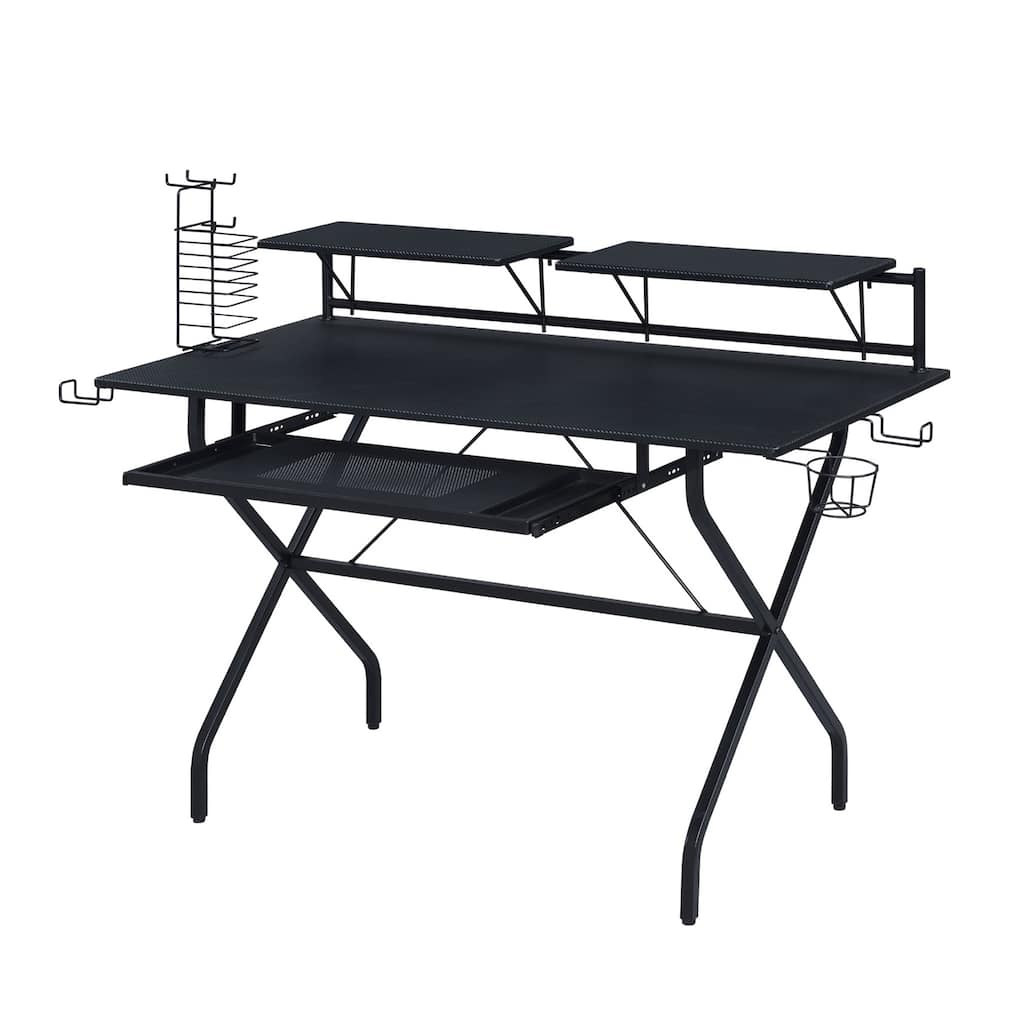 Rectangular Computer Desk with Keyboard Tray, Black