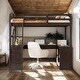 preview thumbnail 37 of 52, Wooden Full Loft Bed with U-shaped Desk,Storage Compartments and Tri-fold Mirror Espresso