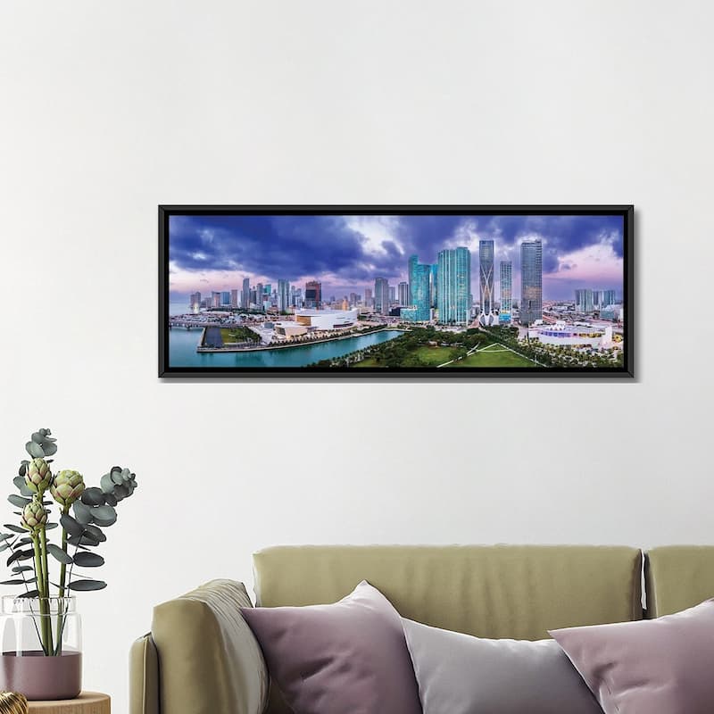 iCanvas "Miami Downtown Panoramic Skyline Aerial" by Susanne Kremer Framed Canvas Print
