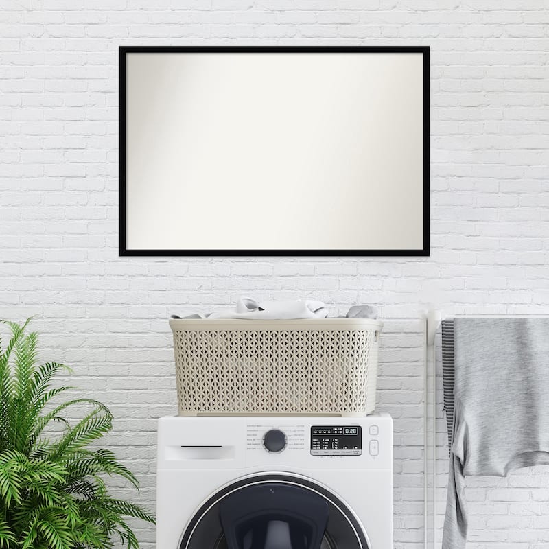 Non-Beveled Wood Bathroom Wall Mirror - Svelte Silver Frame