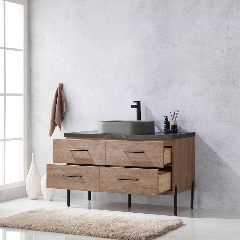 Trento Bath Vanity with Sintered Stone Top with Concrete Sink (O)