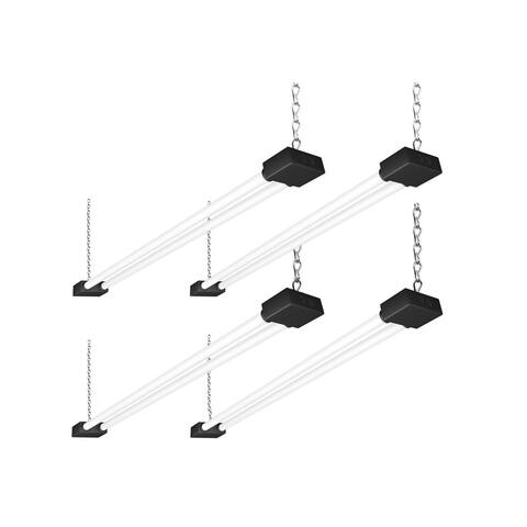 Defong 4-Pack 4FT Linkable Black LED Shop Lights - White