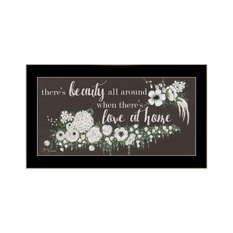 TrendyDecor4U Contemporary "Love At Home" Framed Print Wall Art - Black