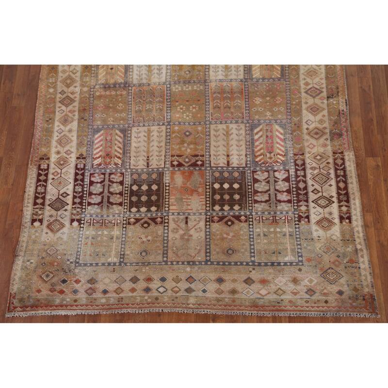 Hand Knotted Oriental 100% Wool Carpet Traditional Garden Design Multi-Colored Bakhtiari Area Rug - 9' 6'' X 6' 5''