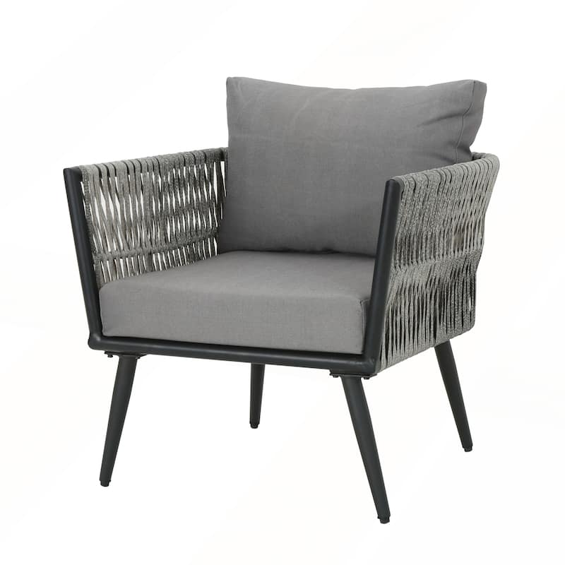 Rustic Aluminum Faux Rattan Patio Club Chair